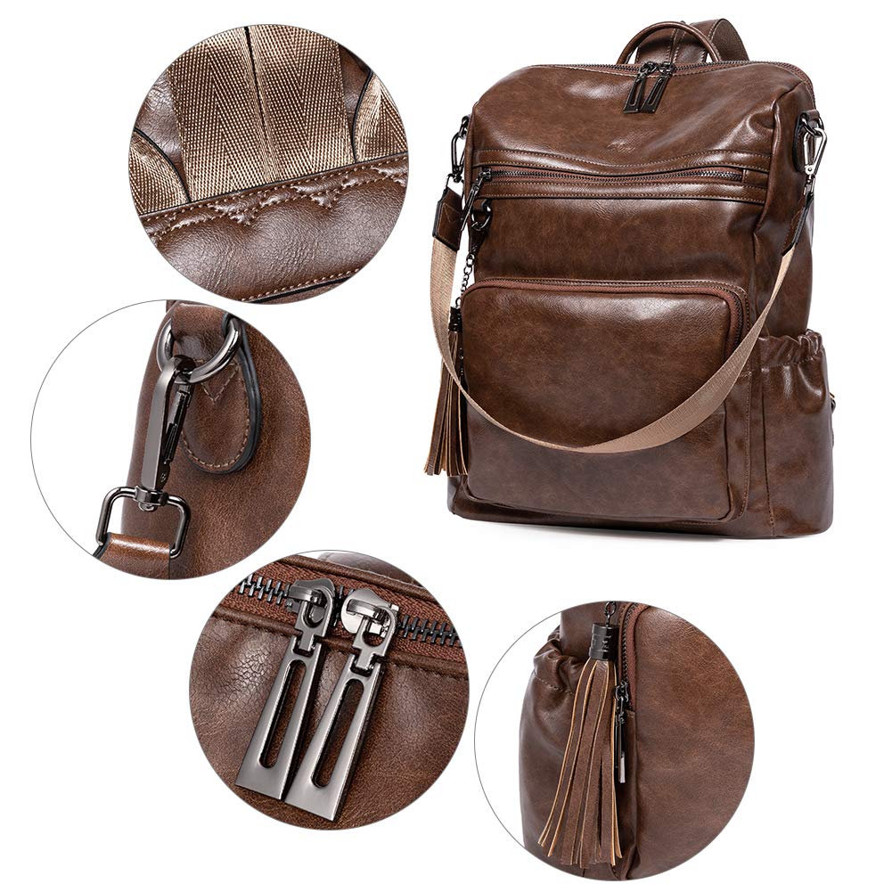 CLUCI Backpack Purse for Women Fashion Leather Designer Travel Large Ladies Shoulder Bags with Tassel