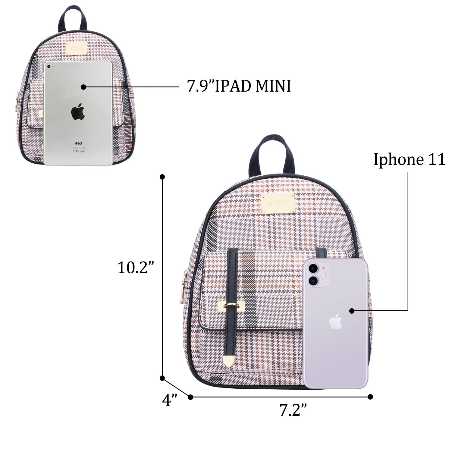 KKXIU Women Small Backpack Purse Convertible Leather Mini Daypacks Crossbody Shoulder Bag For Girls
