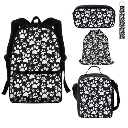 GIFTPUZZ Kids School Backpack with Insulated Lunch Food Container Pencil Organizer Holder Drawstring Bag Keychain 5 in 1