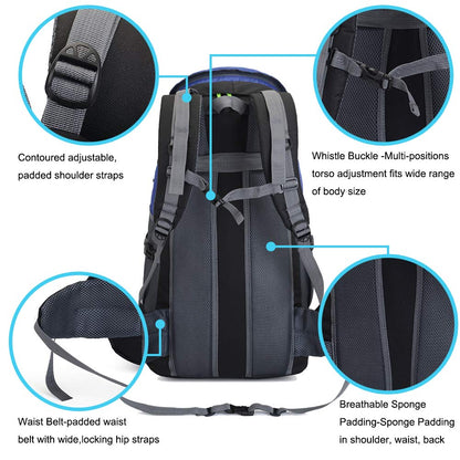 RuRu monkey 50L Hiking Backpack , Waterproof Lightweight Daypack for Outdoor Camping Travel