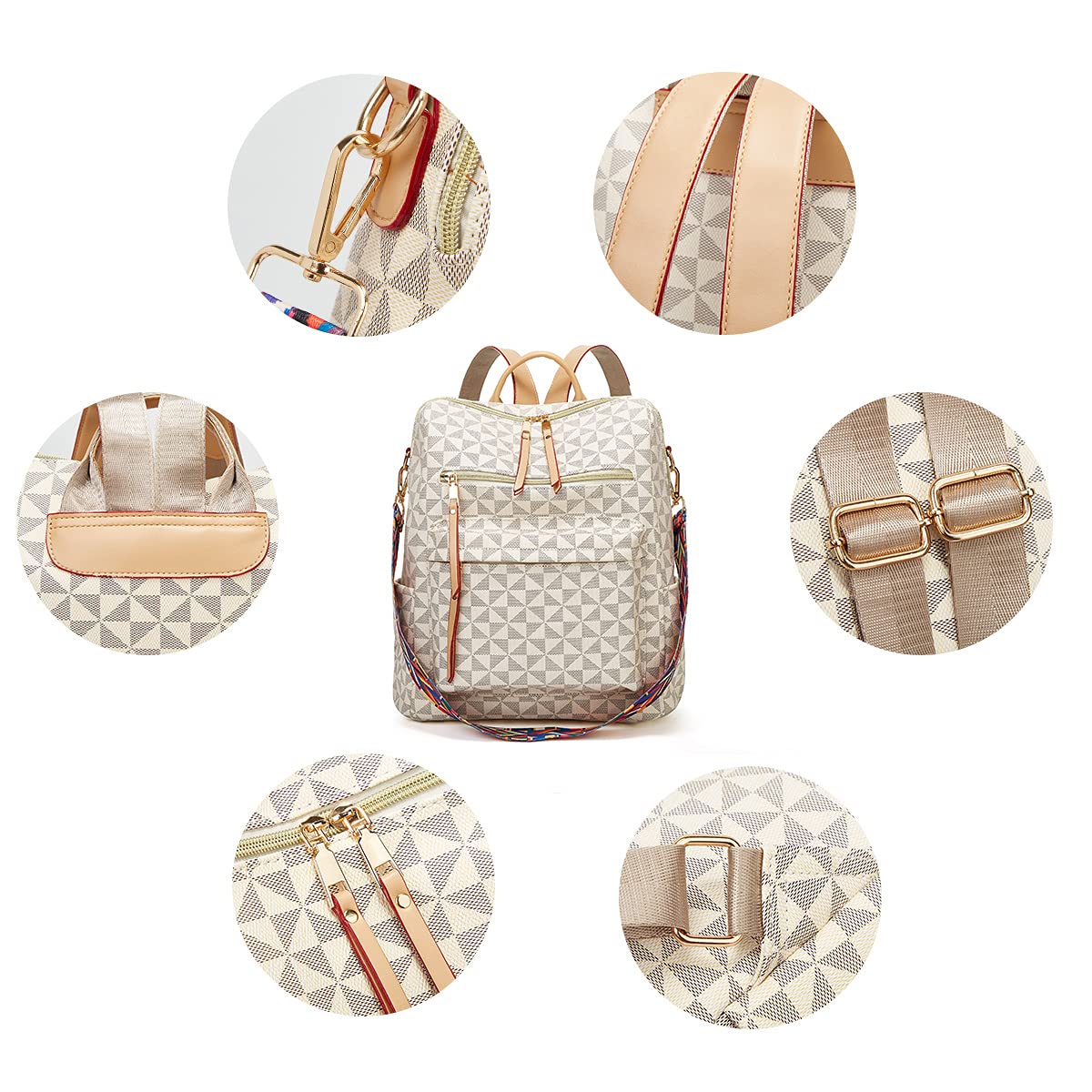 Makes Backpacks for Women Fashion PU Leather Bag Design Convertible Satchel Bag Travel Backpack Handbag and Purse 2Pcs