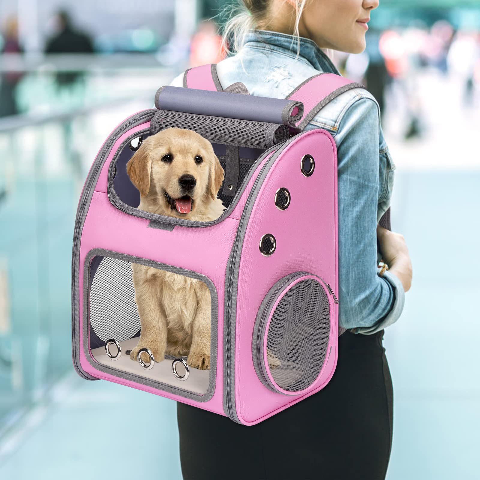COVONO Expandable Pet Carrier Backpack for Cats, Dogs and Small Animals, Portable Pet Travel Carrier, Super Ventilated Design, Airline Approved, Ideal for Traveling/Hiking /Camping