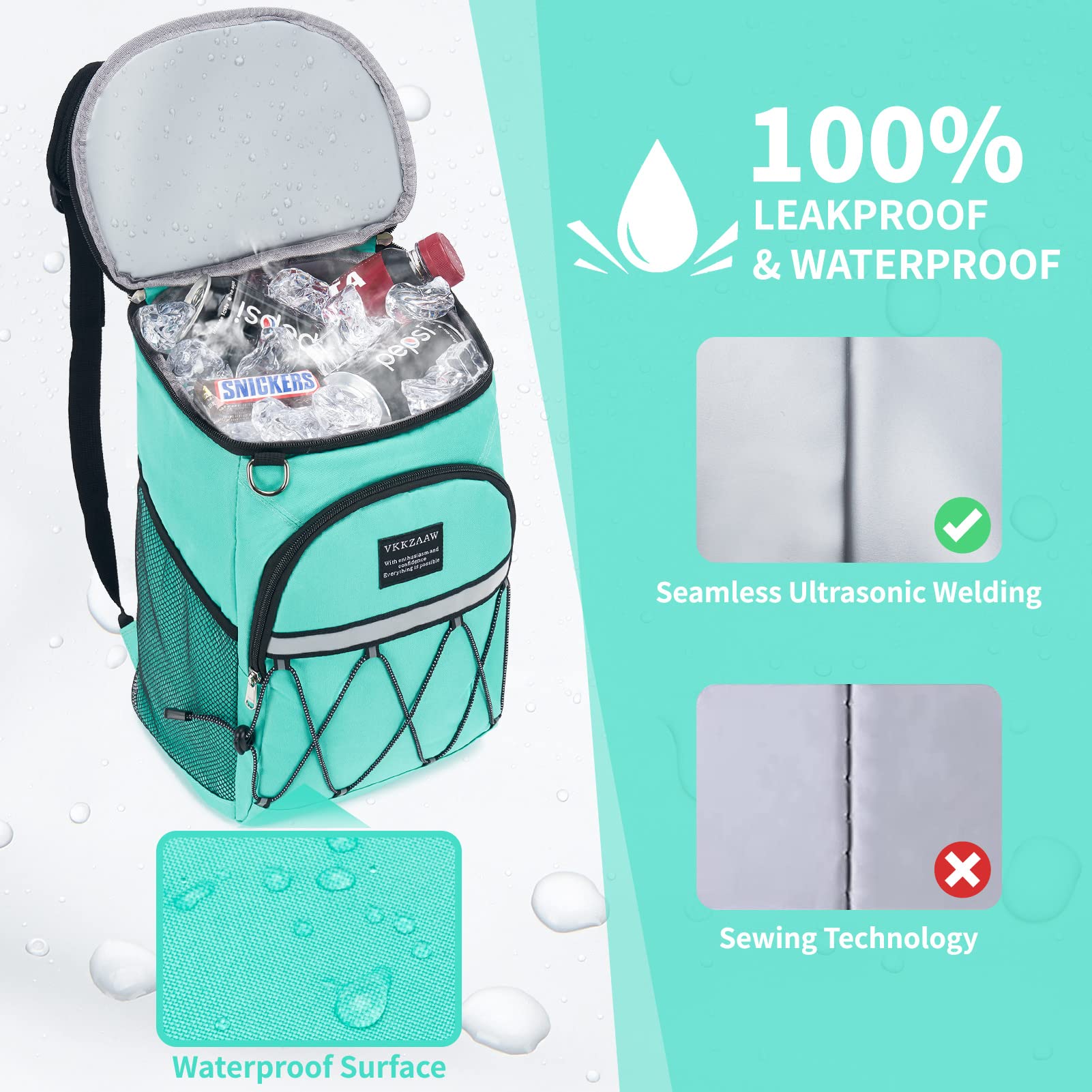 Backpack Cooler Backpack 26 Cans Insulated Leak Proof for Women Men Beach Camping Picnic Fishing Hiking Lunch Backpack Waterproof Cooler