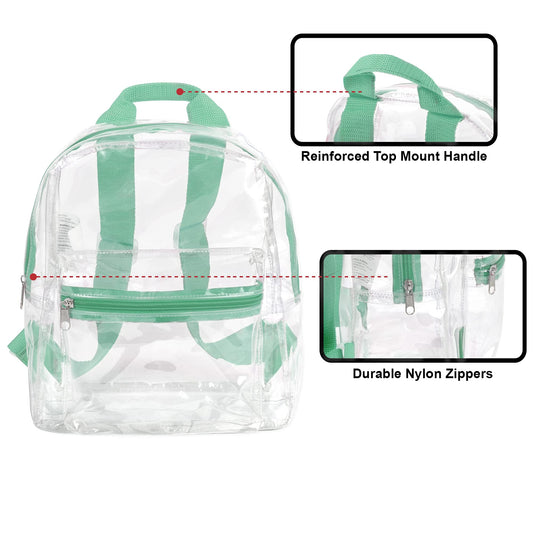 MADISON & DAKOTA Clear Mini Backpacks for Beach, Travel - Stadium Approved Bag with Adjustable Straps