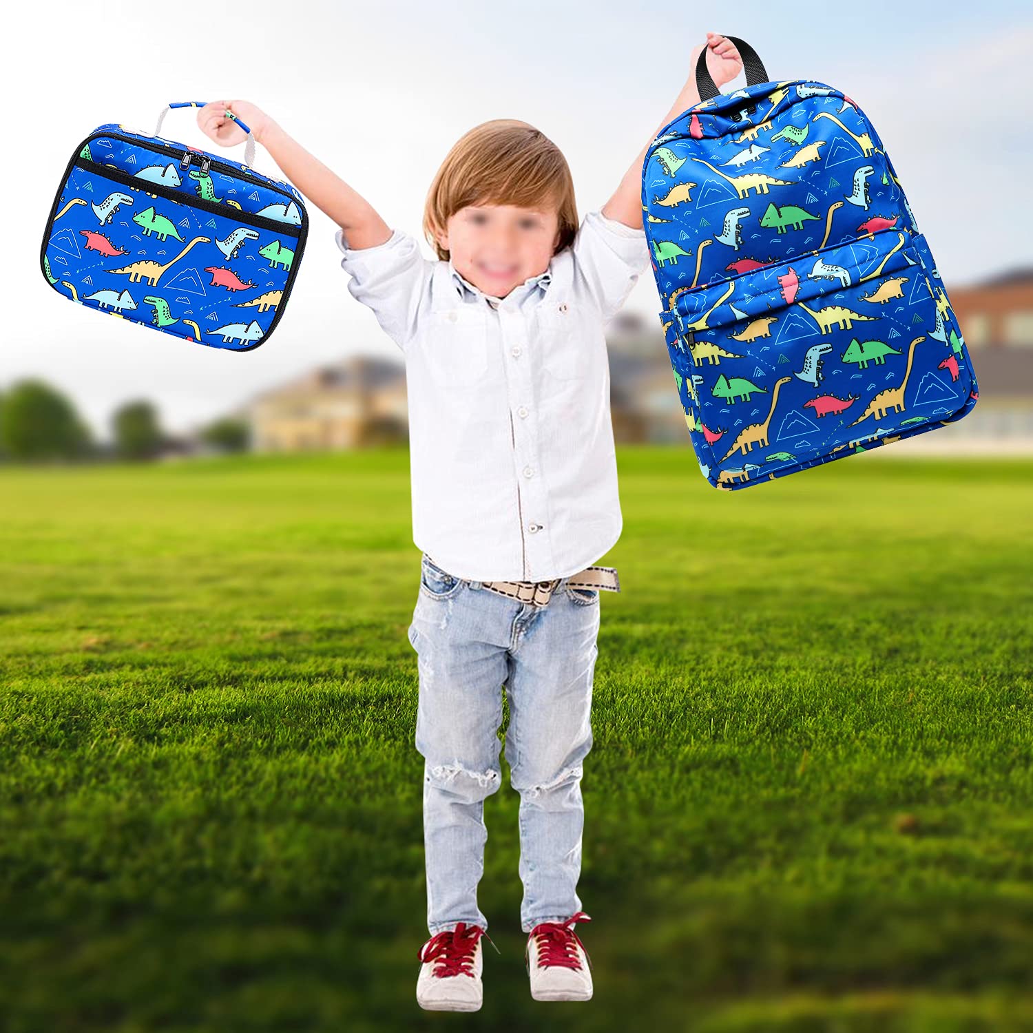 CAMTOP Backpack for Kids, Boys Preschool Backpack with Lunch Box Toddler Kindergarten School Bookbag Set
