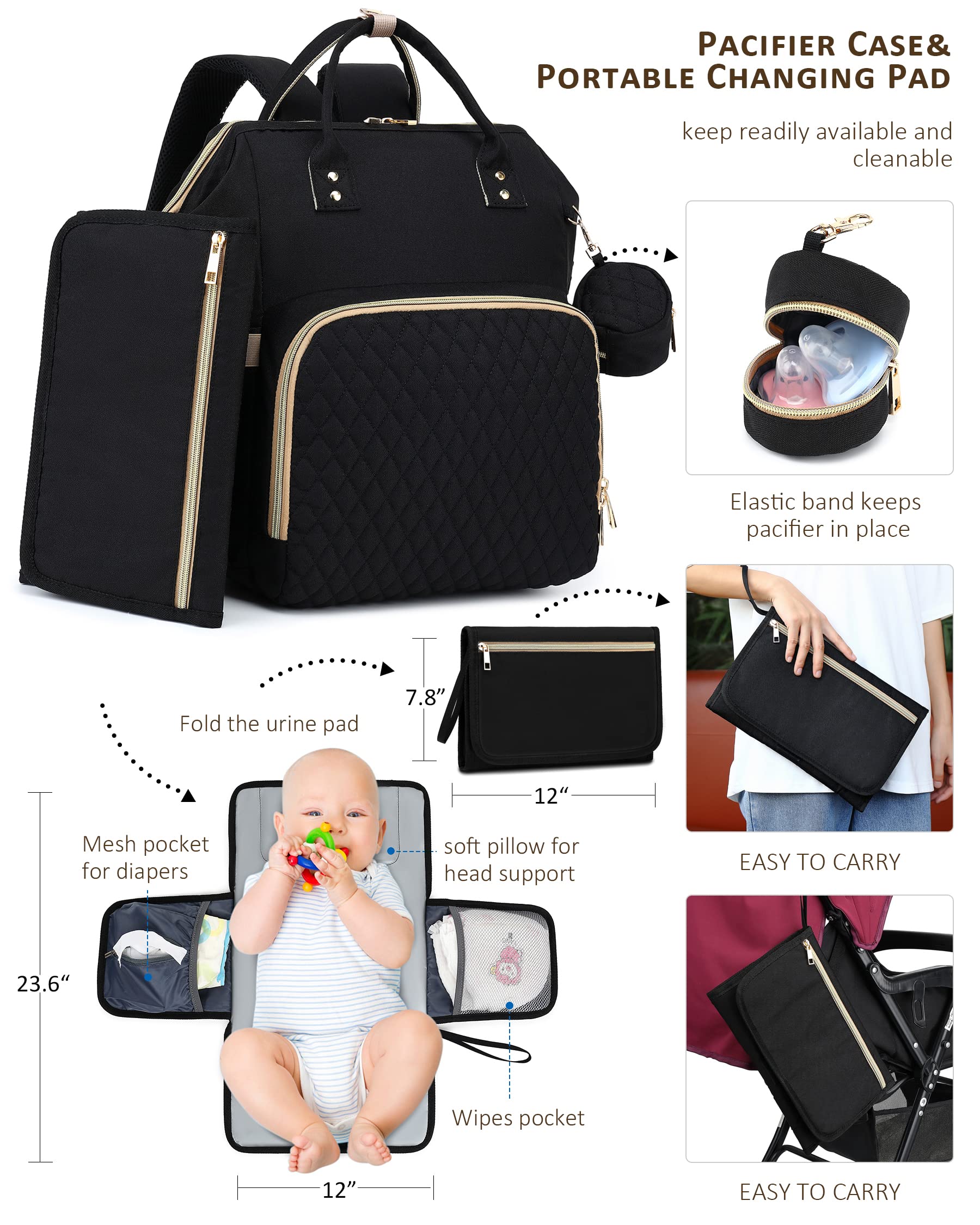 ROSEGIN Baby Diaper Bag Backpack with Travel Changing Pad and Pacifier Case Girl Boy