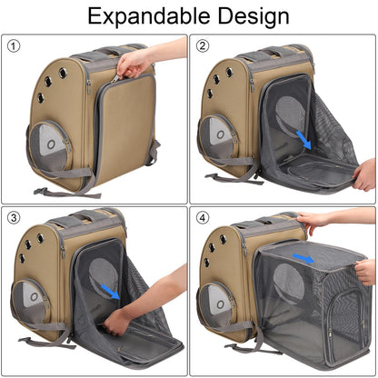 COVONO Expandable Pet Carrier Backpack for Cats, Dogs and Small Animals, Portable Pet Travel Carrier, Super Ventilated Design, Airline Approved, Ideal for Traveling/Hiking /Camping