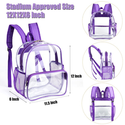 Stadium Approved Clear Mini Backpack 12x6x12 Small Clear Backpack See Through Transparent Stadium Backpacks