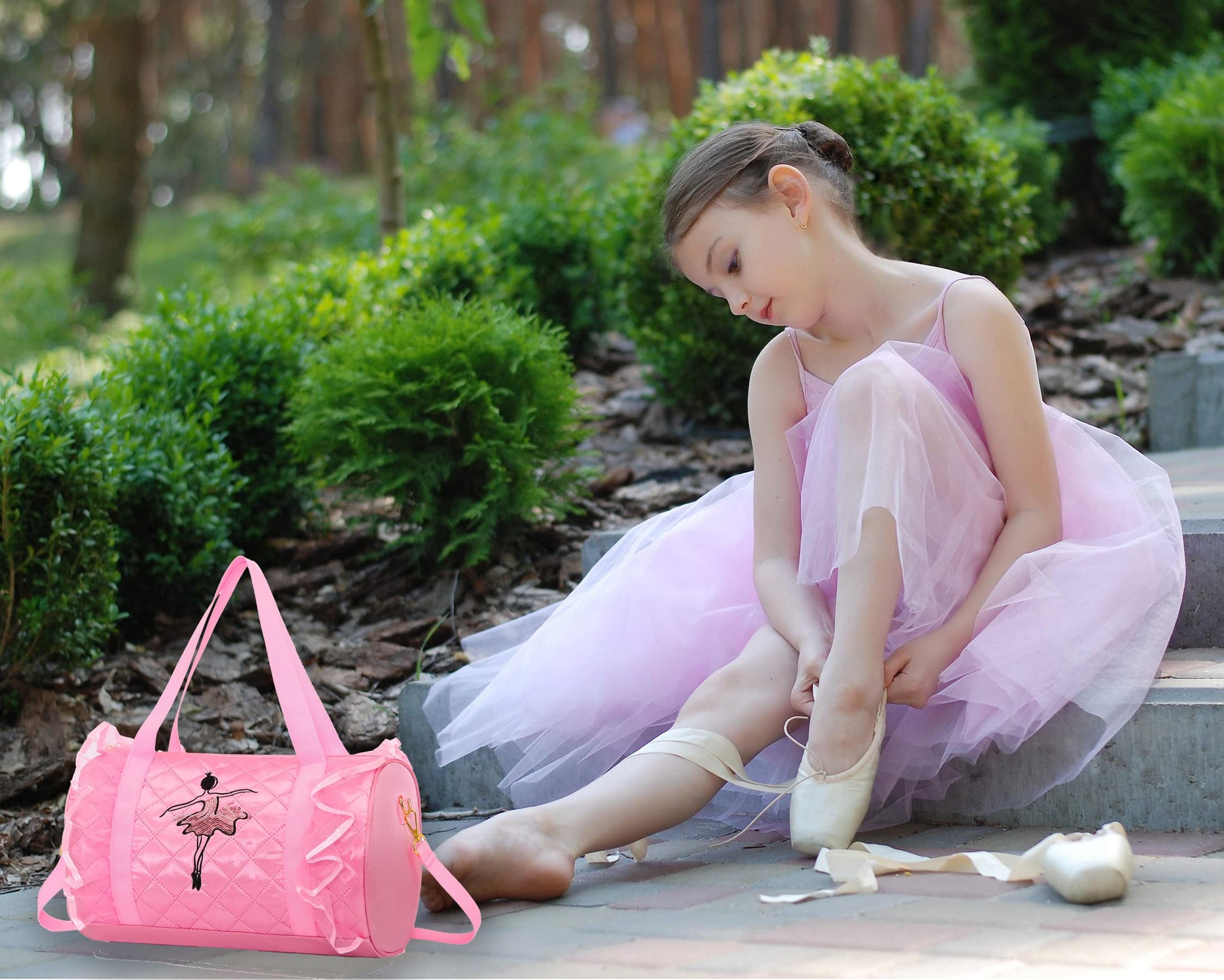 Dorlubel Cute Ballet Dance Bag Tutu Dress Bag with Key Chain for Girls