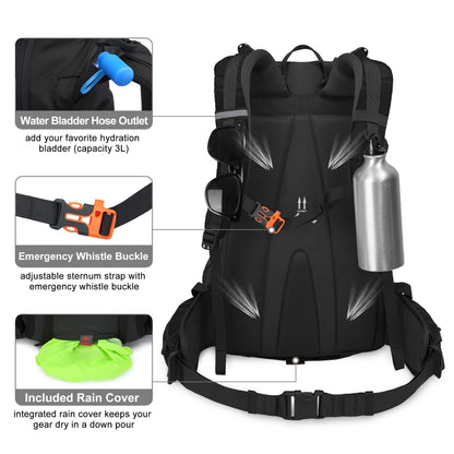 N NEVO RHINO Hiking Backpack 40L/50L Waterproof Hiking Daypack with Rain Cover, Lightweight Camping Travel Backpack