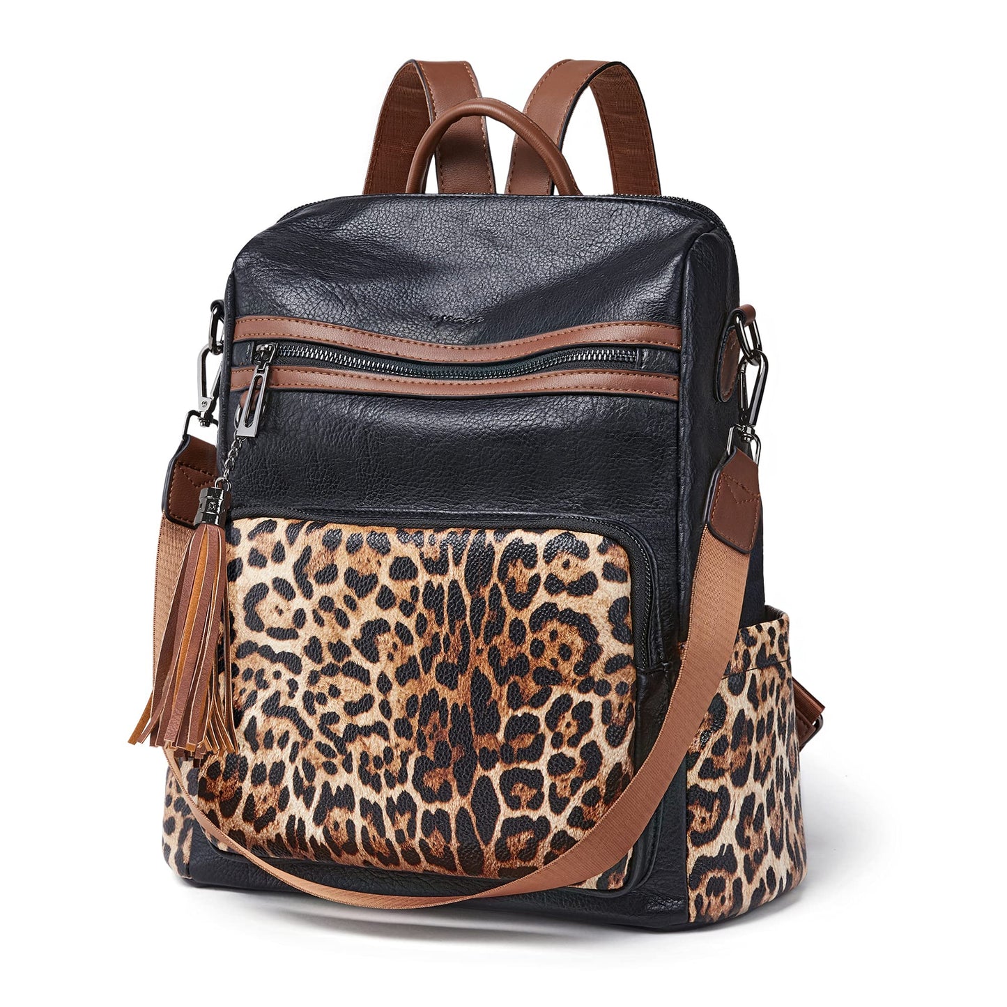 OPAGE Leather Backpack Purse for Women Fashion Tassel Ladies Shoulder Bags Designer Large Travel Backpack Bags