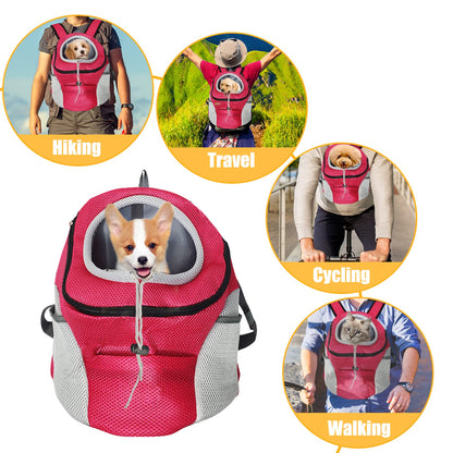 Fhiny Dog Carrier Backpack, Comfortable Doggy Front Backpack Pet Puppy Carrier Travel Pack with Breathable Head Out Design and Padded Shoulder for Walking Biking Hiking Camping Outdoor