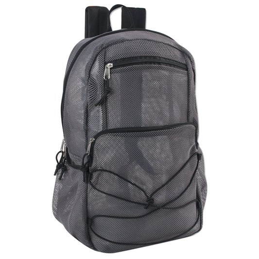 Deluxe Mesh Backpack with Bungee Cord & Adjustable Padded Straps, for Swimming, School, Travel