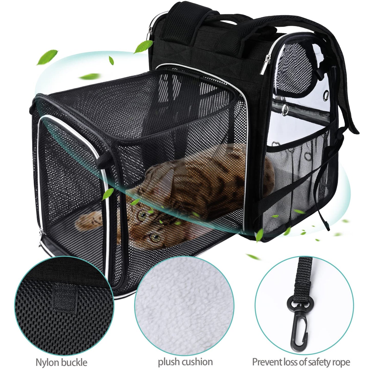 BAGLHER Expandable Pet Carrier Backpack，Pet Bubble Backpack for Small Cats Puppies Dogs Bunny, Airline-Approved Ventilate Transparent Capsule Backpack for Travel, Hiking and Outdoor Use.