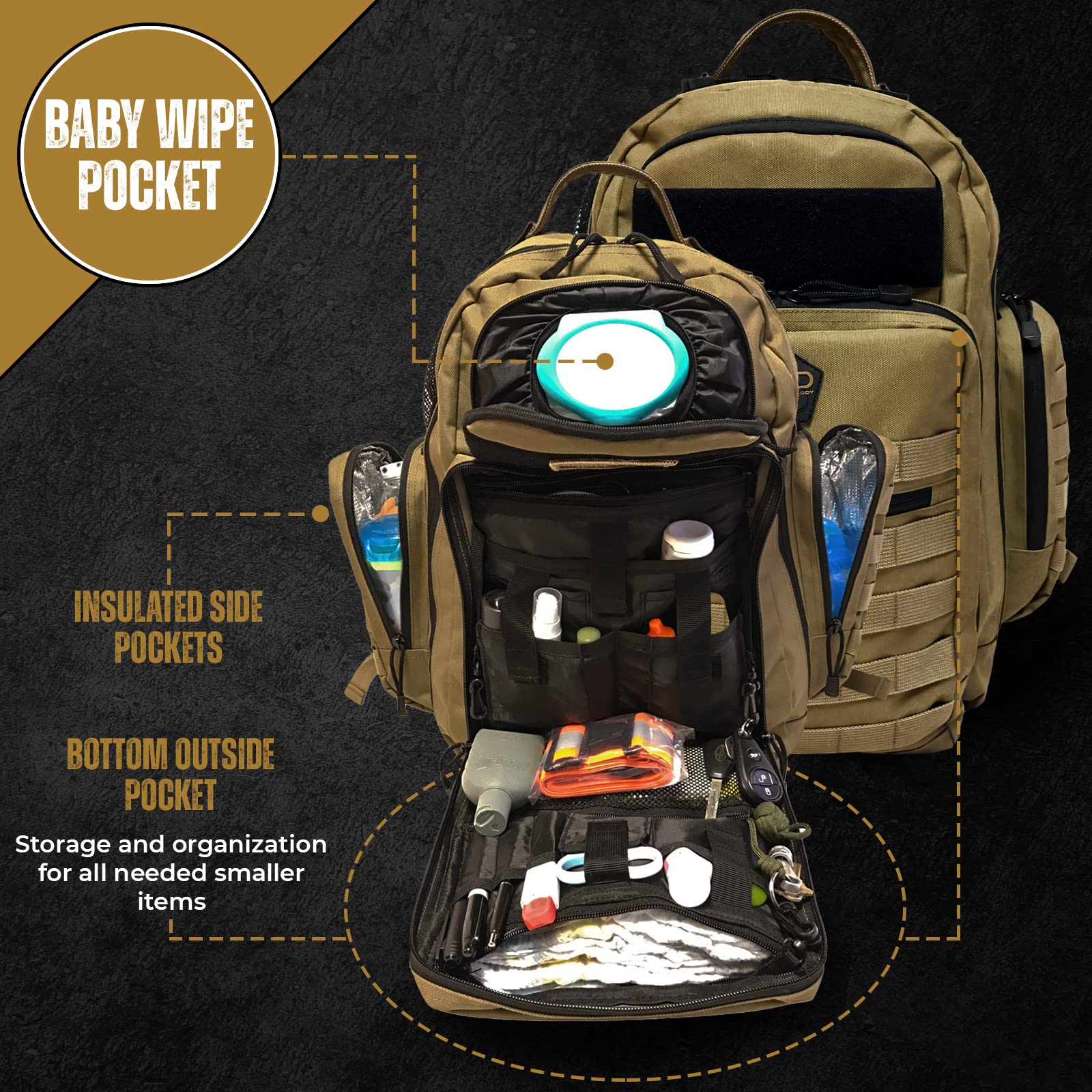 HighSpeedDaddy Baby Diaper Bag Backpack PLUS Diaper Changing Mat & Organizers - High Grade Multi-Purpose Bag for Dads & Mom