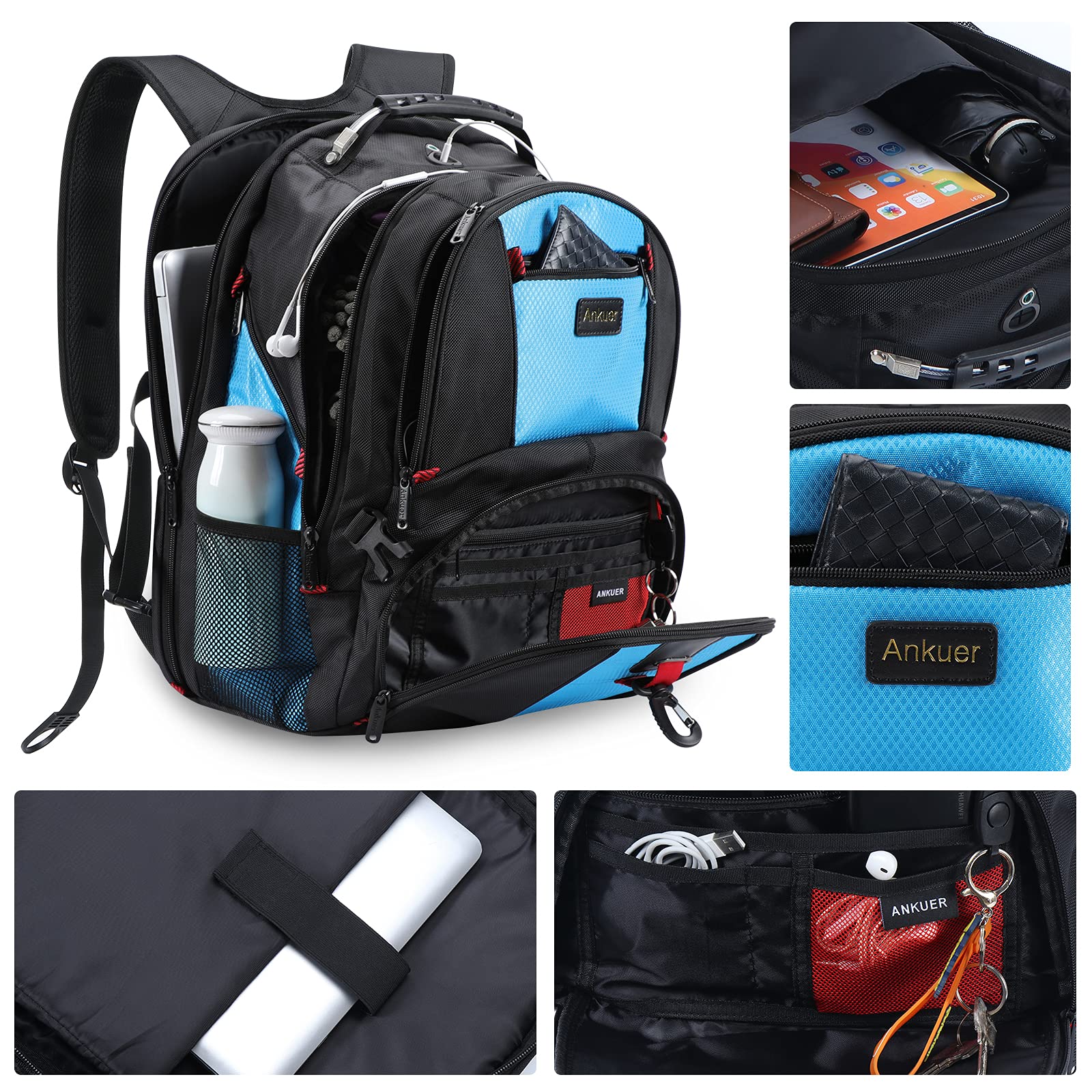 ANKUER Large Backpack, 50L Travel Backpack for Men/Women, 17 in Laptop Backpacks for School, Anti Theft TSA Travel Bag