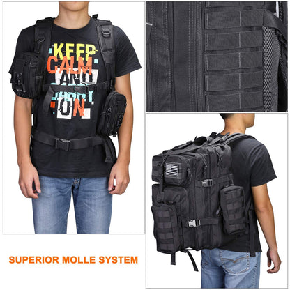 Prospo 40L Military Tactical Shoulder Backpack for School Assault Survival Molle Bag Pack Fishing Backpack for Tackle Storage
