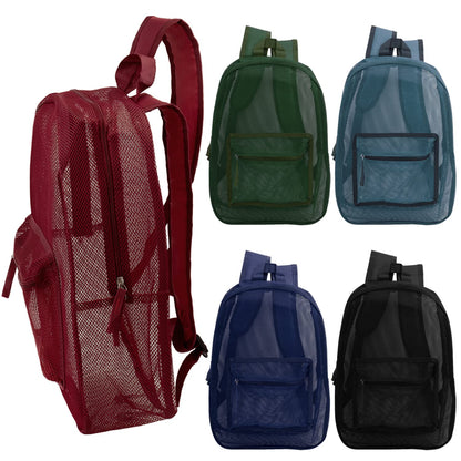 17" Transparent Wholesale Backpack in 5 Assorted Colors - Bulk Case of 24 Clear Bookbags