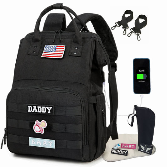 Diaper Bags for Baby Girl,Floral Baby Bag with USB Charging Port Stroller Straps Insulated Pocket