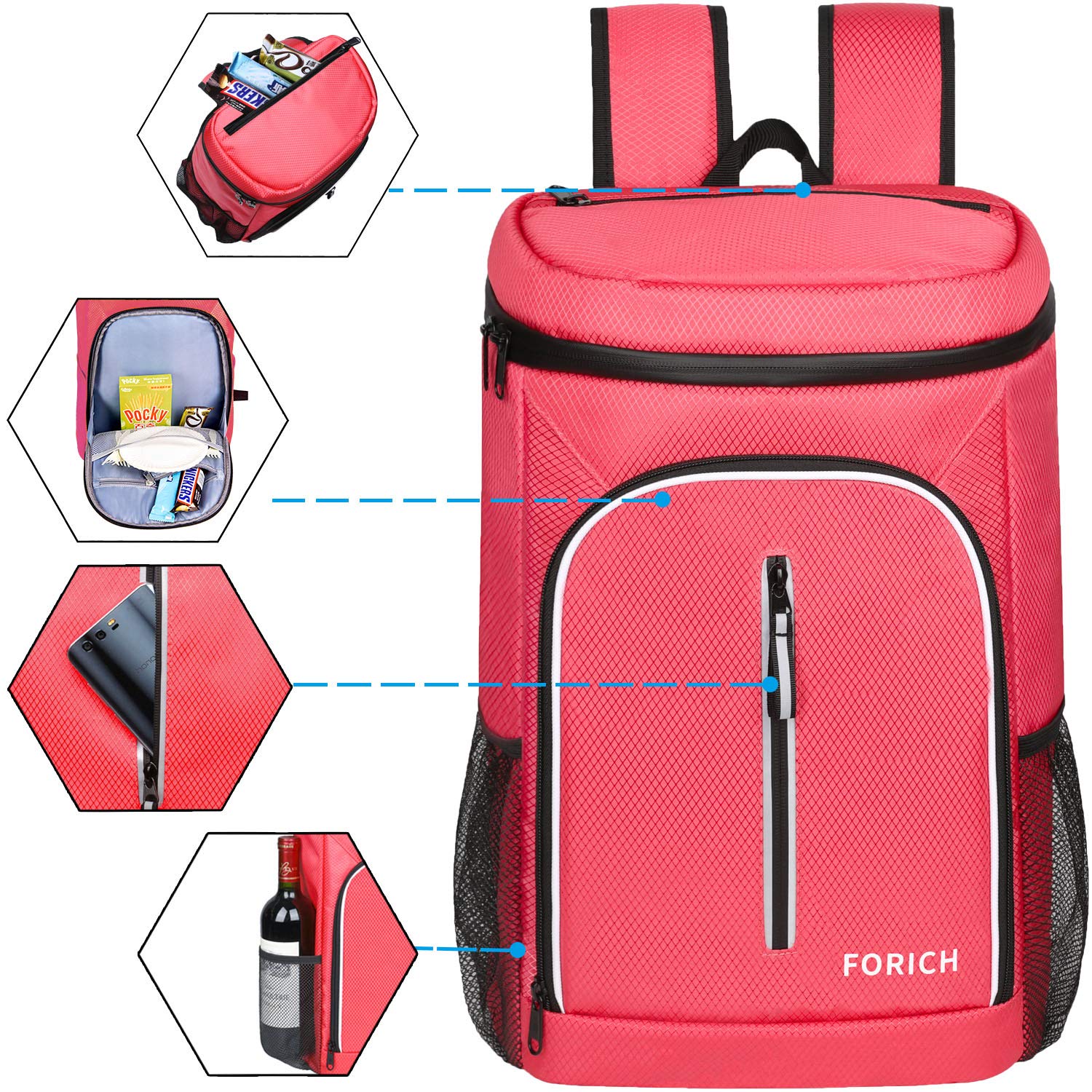 FORICH Soft Cooler Backpack Insulated Waterproof Backpack Cooler Bag Leak Proof Portable Cooler Backpacks to Work Lunch Travel Beach Camping Hiking Picnic Fishing Beer for Men Women