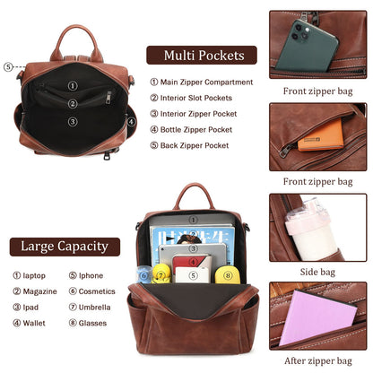 AGLOD Leather Backpack Purse for Women Designer Ladies Shoulder Bag Fashion Faux Work Travel Handbags