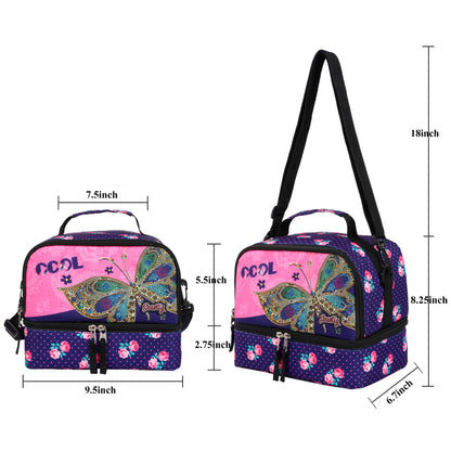 seastig Rolling Backpack for Kids Wheeled Backpack Double Handle Wheeled Backpack with Lunch Bag and Pencil Case Set