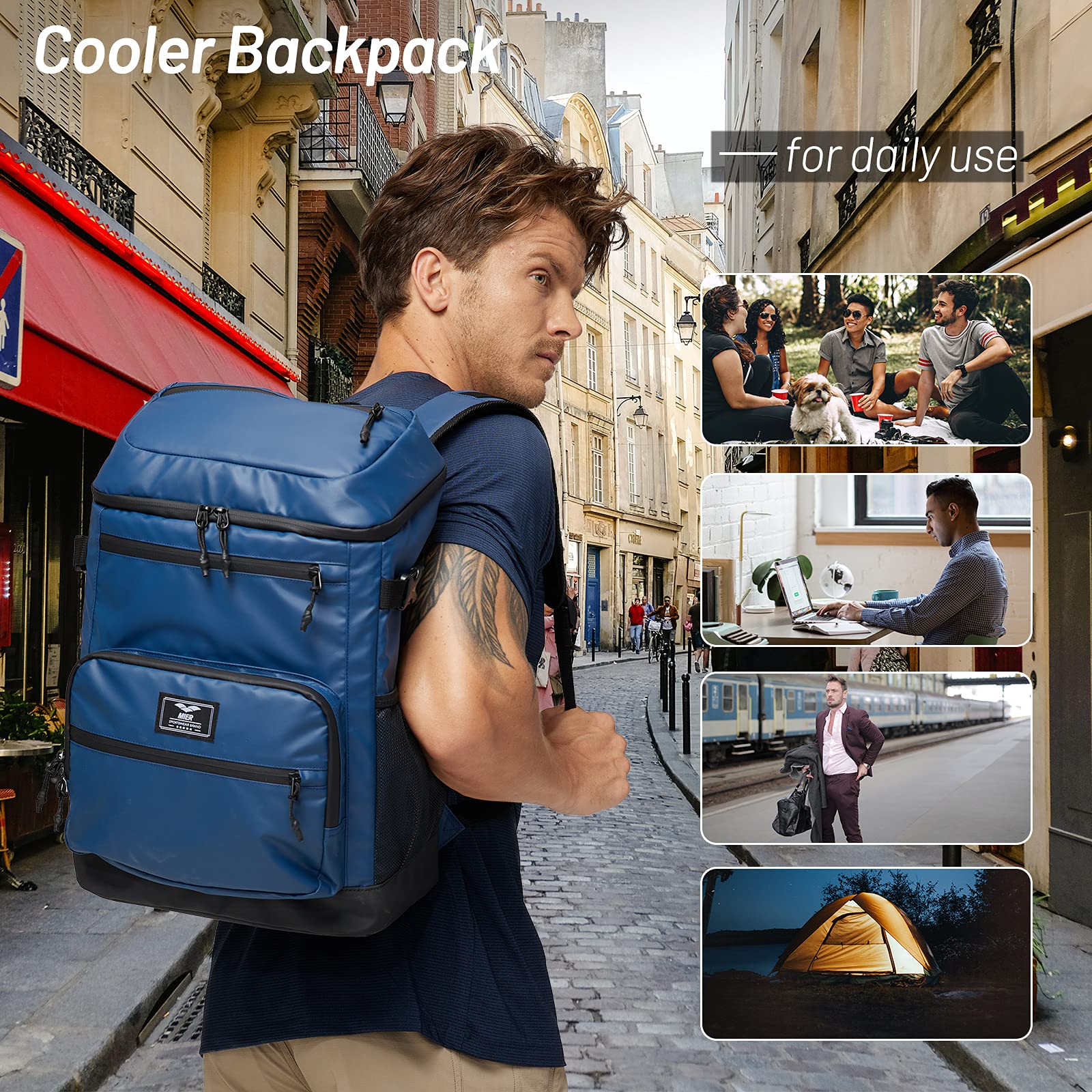 MIER Backpack Cooler Insulated Waterproof Cooler Backpack Leakproof Lightweight Back Pack with Cooler Compartment Soft Cooler for Men Women to Work Beach Camping Hiking Picnics, 24 Cans