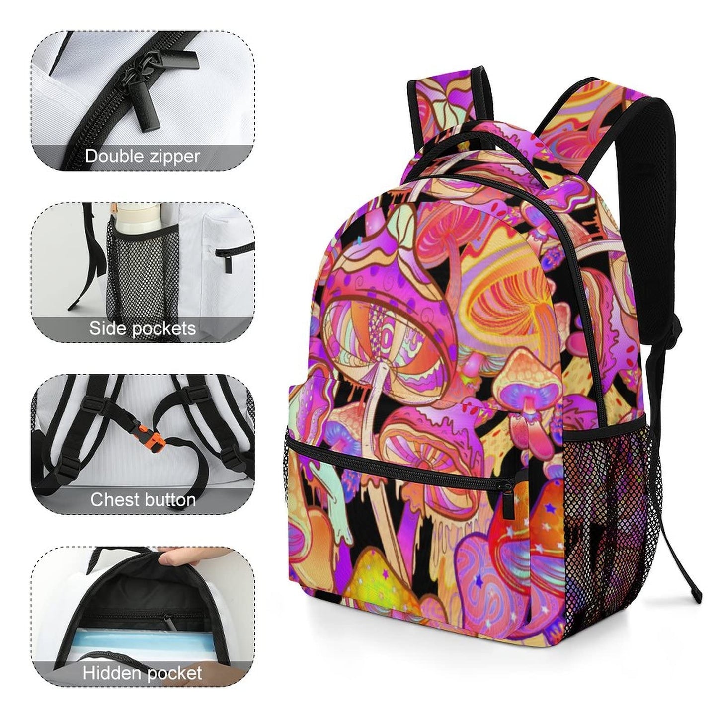 Wild Forest Mushrooms School Backpack Gifts Fashion Travel Laptop Backpack for Men Women Teenagers Children