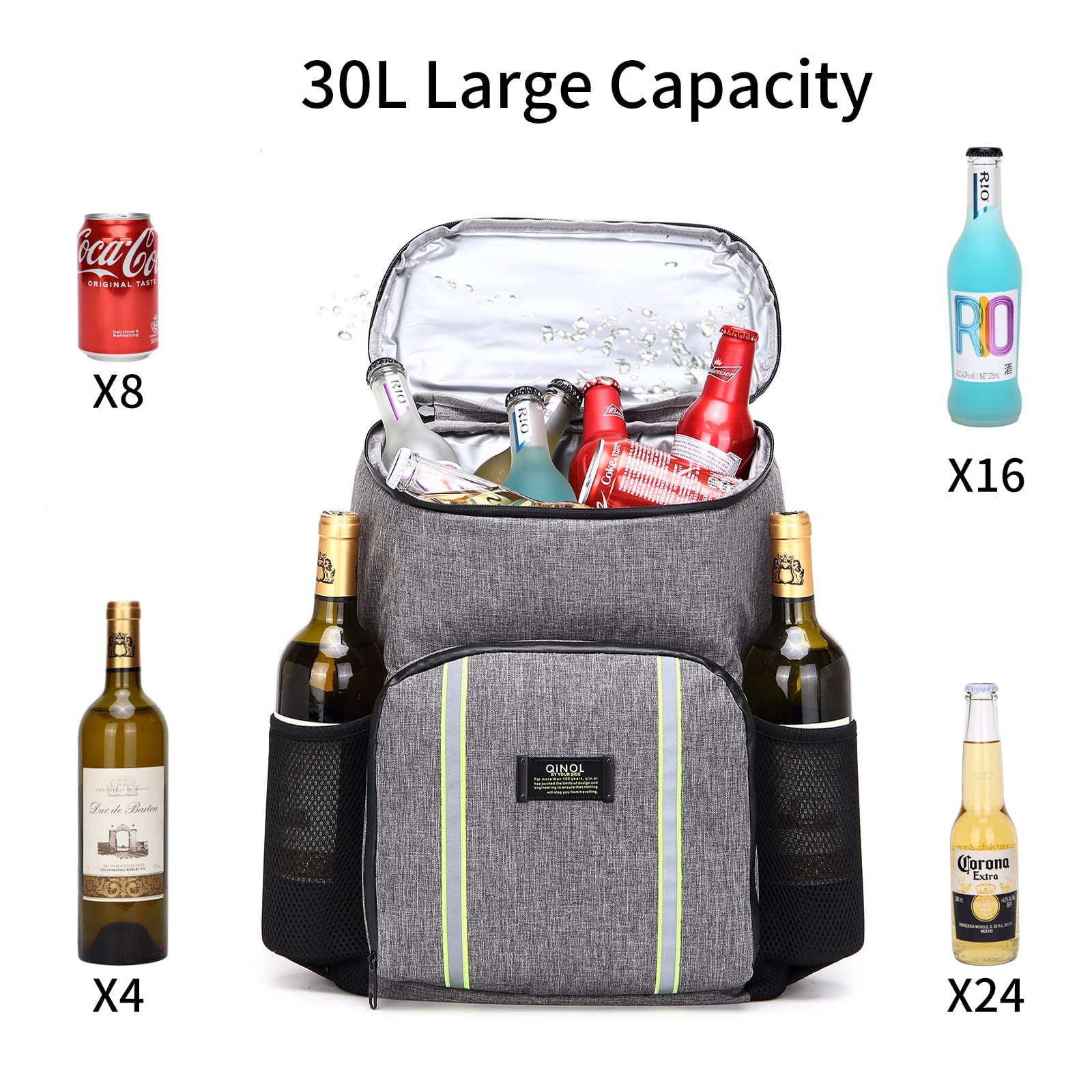 TRYPRY Cooler Backpack Leakproof 30 Cans Lightweight Backpack Insulated Cooler for Lunch Picnic Fishing Hiking Camping Park Beach