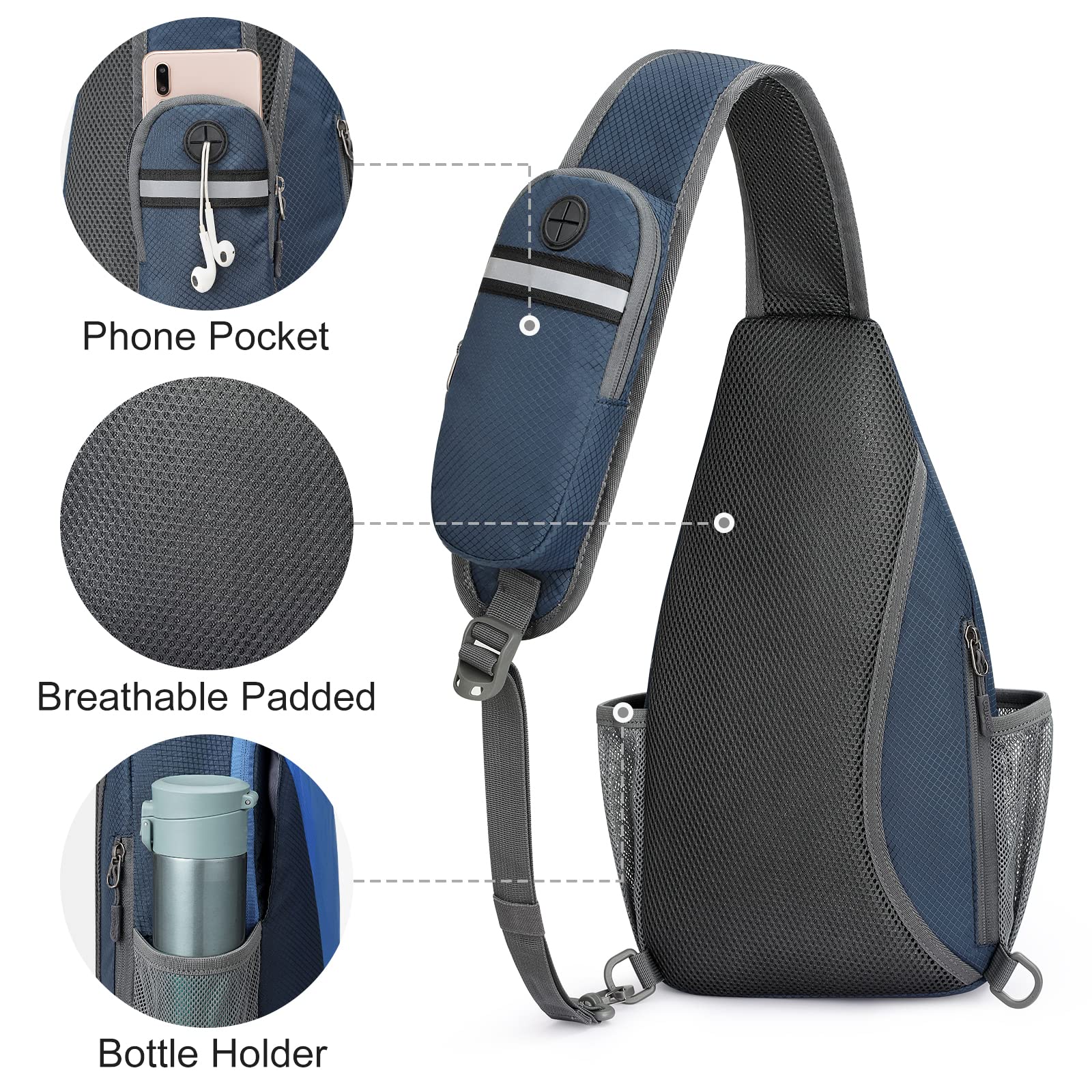 G4Free RFID Sling Bag Crossbody Sling Backpack Small Chest Shoulder Backpack Men Women Hiking Outdoor