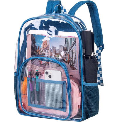 Clear Backpack, Heavy Duty PVC Transparent Bookbag,See Through Backpacks for Women and Men
