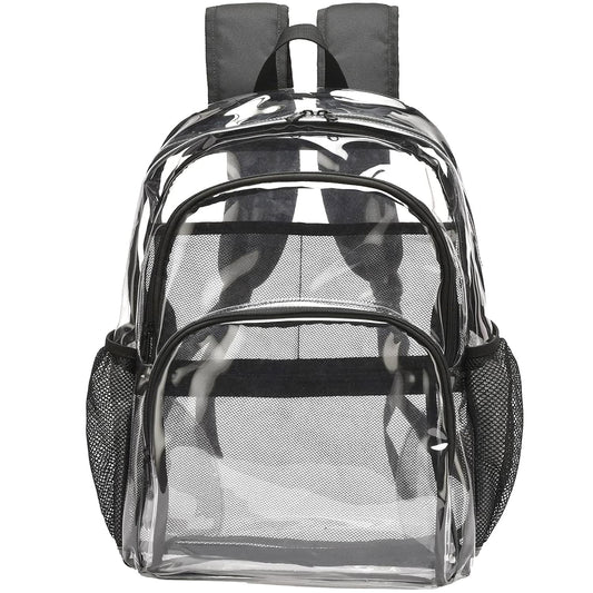 KUI WAN Clear Backpack,Clear Bag Stadium Approved Large Clear Backpack Heavy Duty PVC Transparent Clear Bag for Stadium, School