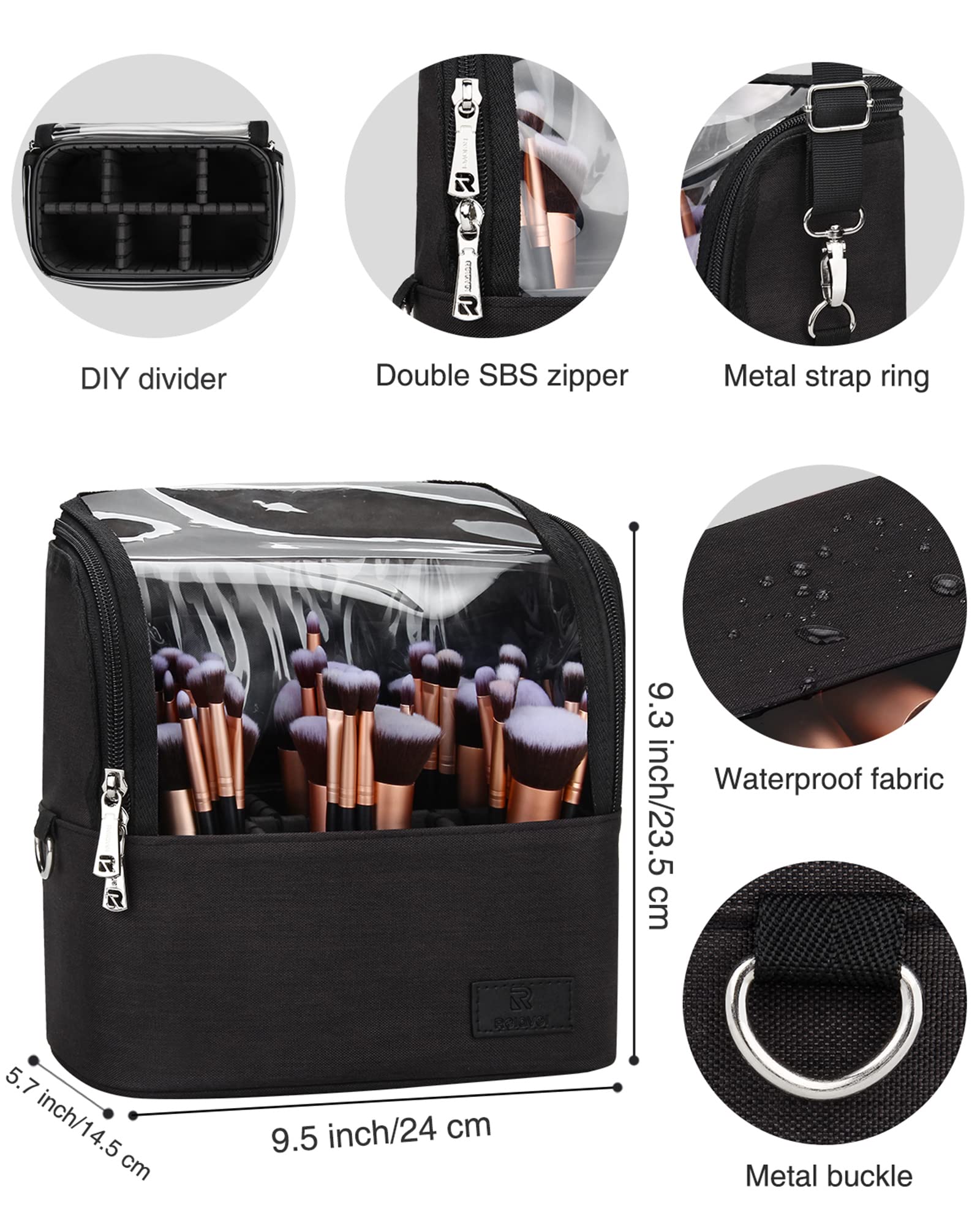 Relavel Rolling Makeup Case, Makeup Backpack Professional Makeup Artist Train Case Trolley Travel Cosmetic Brush Holder Organizer, Extra Large Capacity, with Waterproof Lining