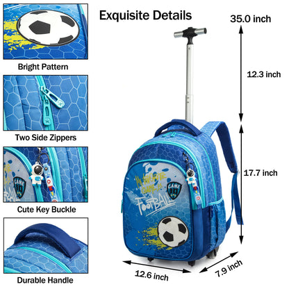 MOHCO Rolling Backpack 18 inch with Lunch Bag and Pencil Case Wheeled School Backpack for Boys and Girls