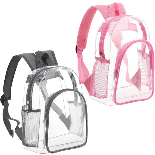 2 Pieces Cute Clear Backpack Plastic Transparent Bookbag See Through Plastic Bookbag for 1-5 Year Old Kindergarten children