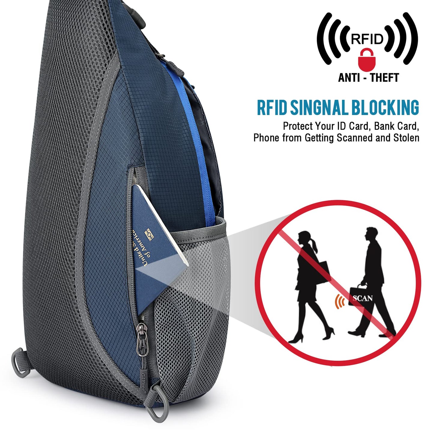 G4Free RFID Sling Bag Crossbody Sling Backpack Small Chest Shoulder Backpack Men Women Hiking Outdoor