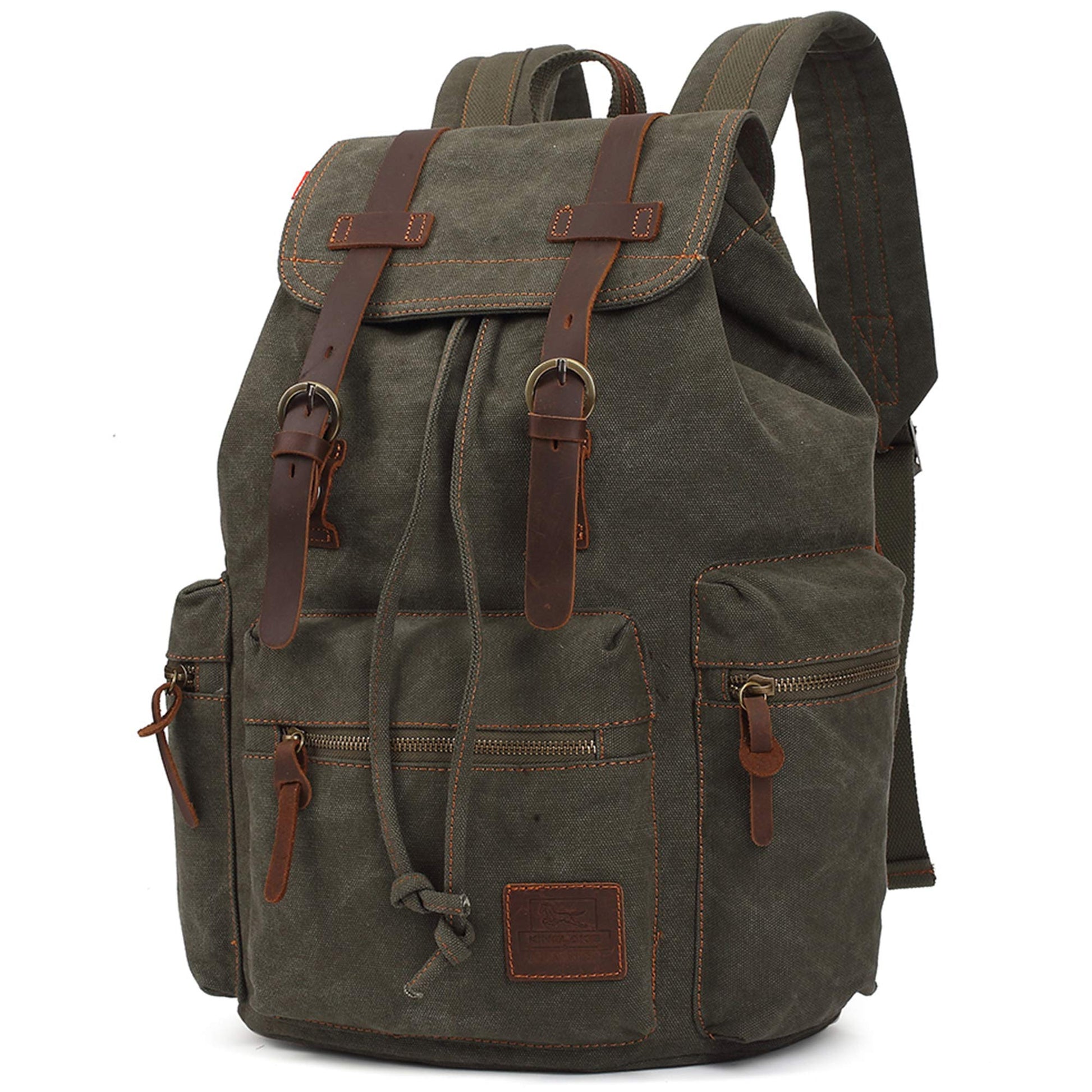 KAUKKO Vintage Casual Canvas and Leather Rucksack Backpack