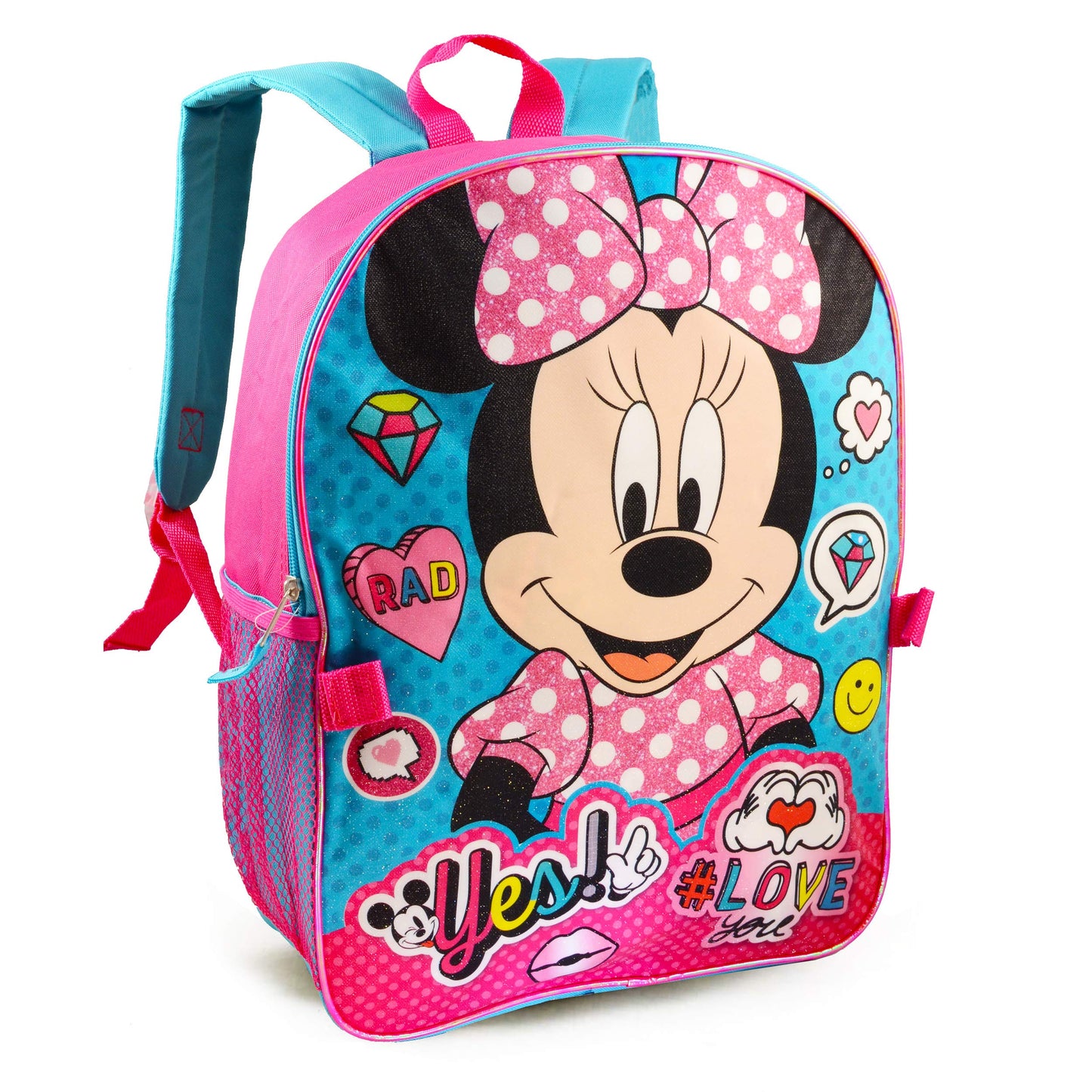 Disney Minnie Mouse Backpack with Lunch Box for Girls 5 Pc Bundle (Minnie Mouse School Supplies)