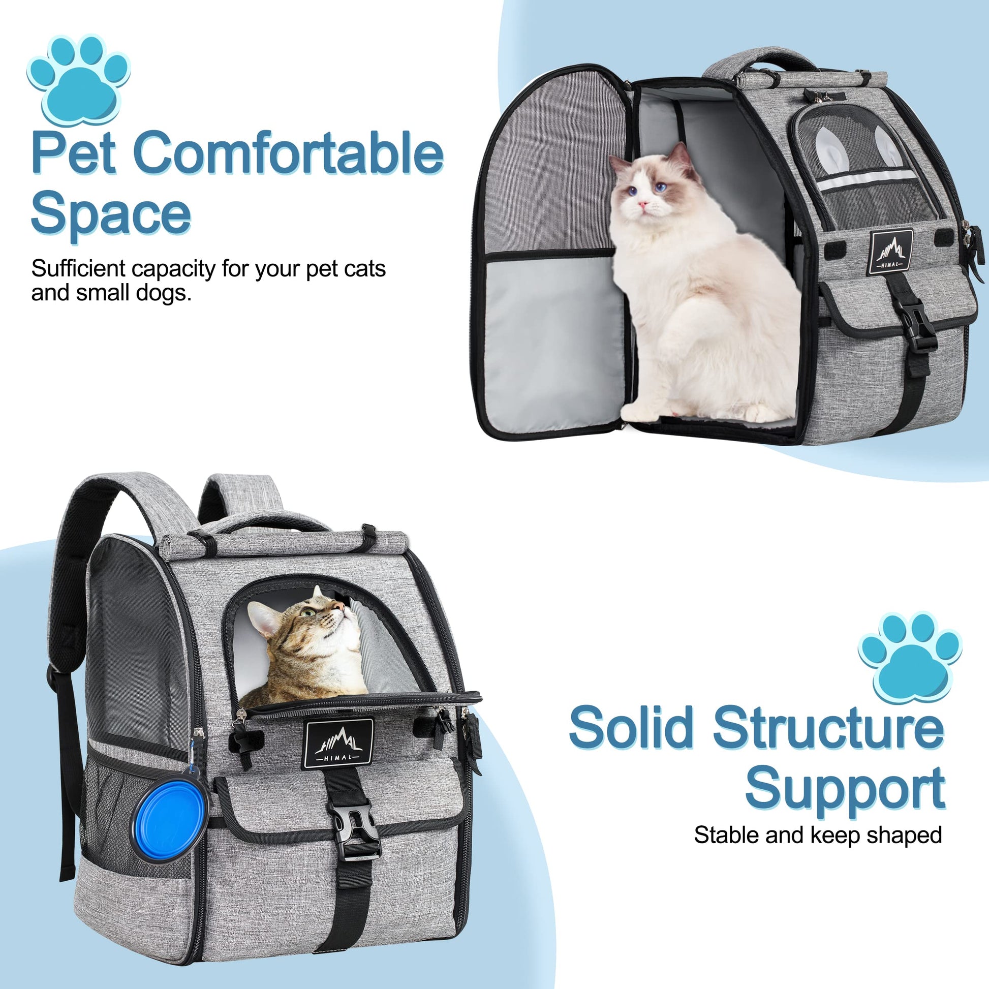 GoHimal Pet Carrier Backpack for Dogs and Cats,Puppies,Ventilated Design Breathable Dog Carrier Backpack,Cat Bag for Hiking Travel Camping Outdoor Use