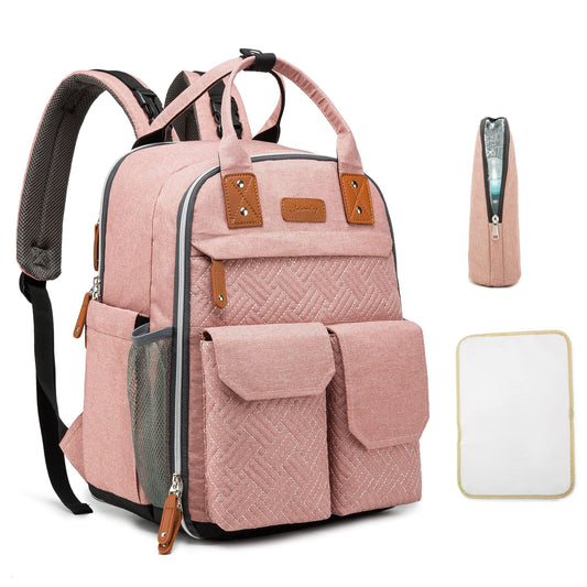 Diaper Bag Backpack, Multifunction Waterproof Travel Back Pack Maternity Baby Nappy Changing Bags Pink