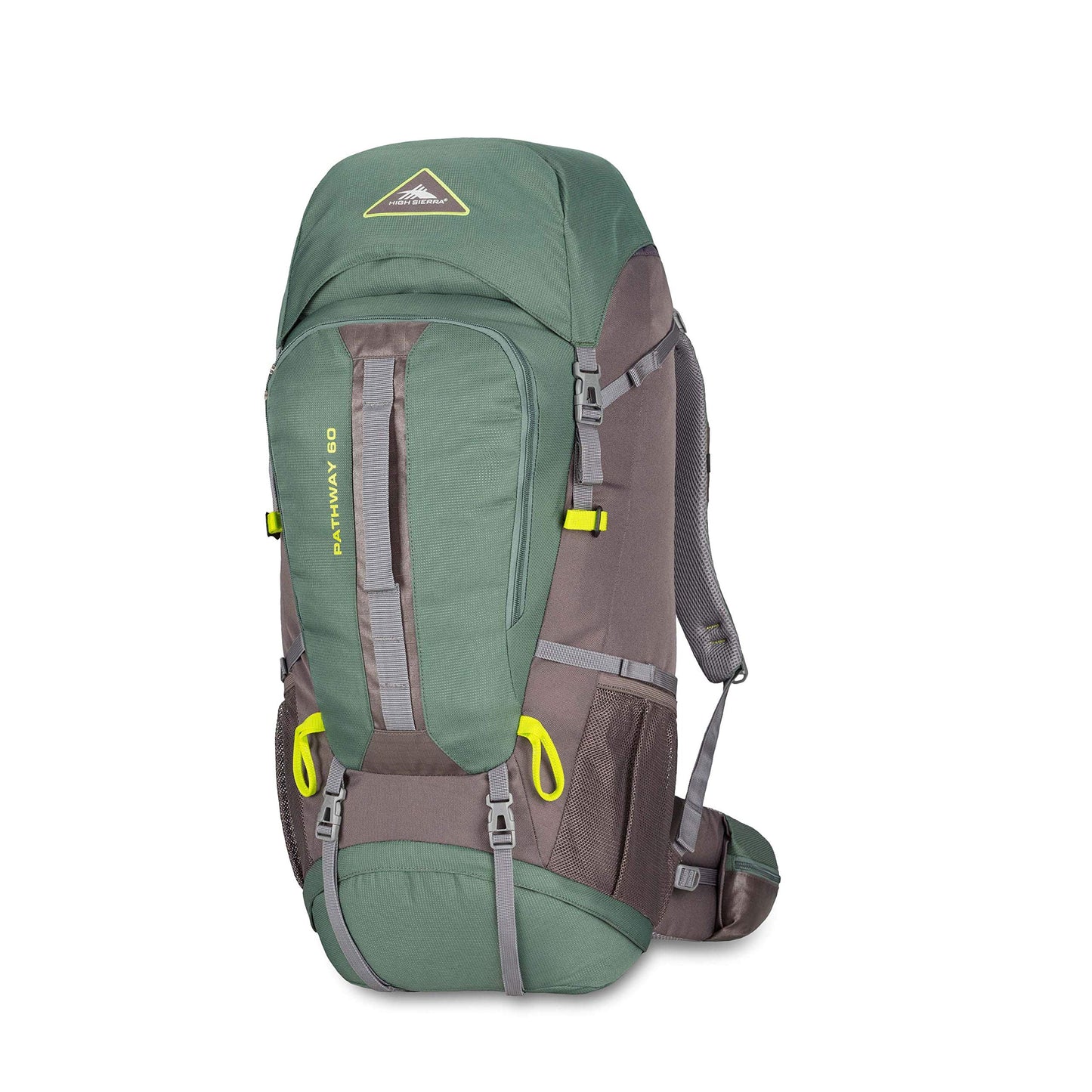 High Sierra Pathway Internal Frame Hiking Backpack, Pine/Slate/Chartreuse, 60L