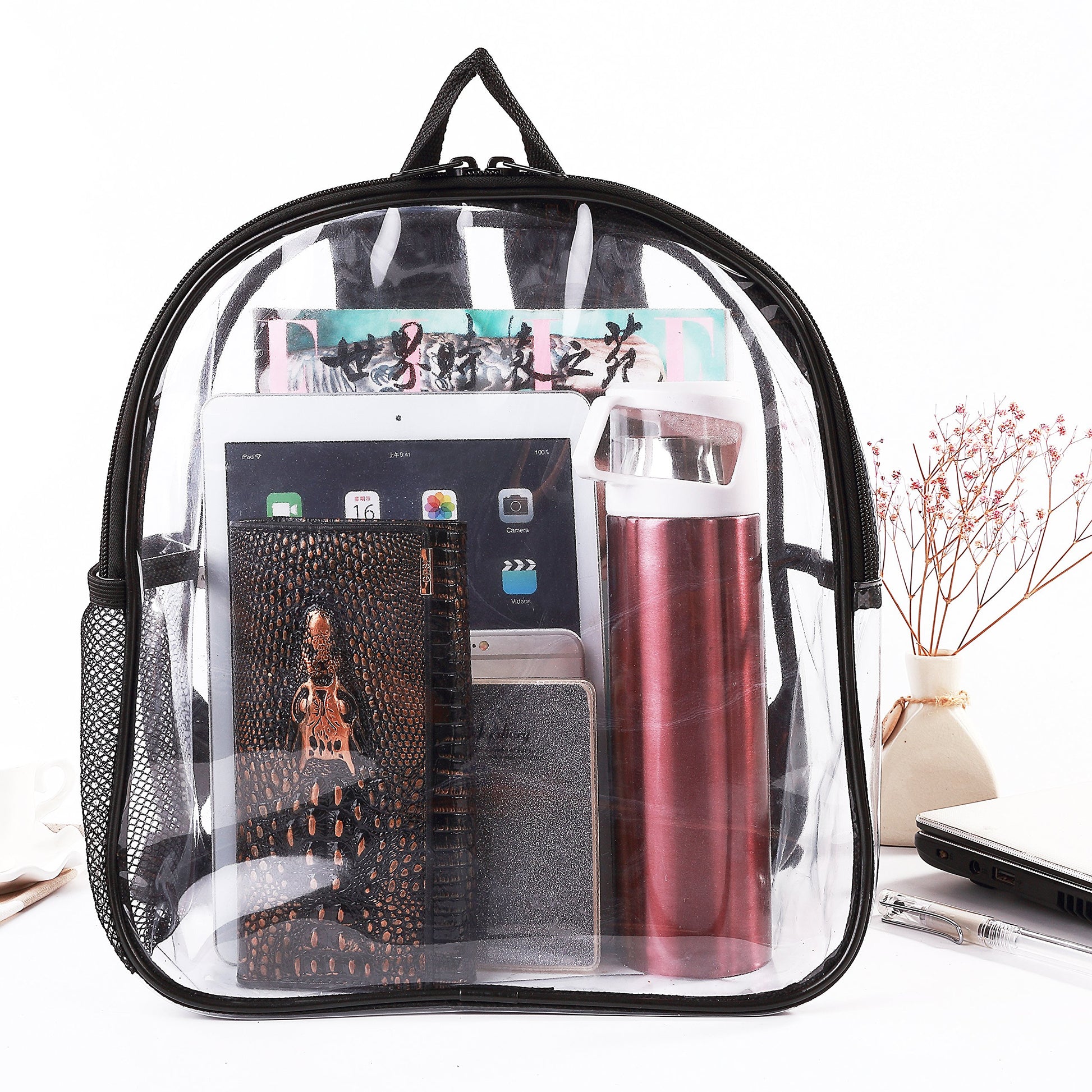 Stadium Approved Clear Mini Backpack Heavy Duty Transparent Backpack for Concert, Security Travel &Stadium